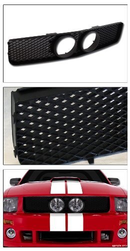 2005-2009 Ford Mustang GT Black Mesh Front Bumper Grille with Fog Light Holes | Performance Upgrade for Muscle Cars & Street Racing