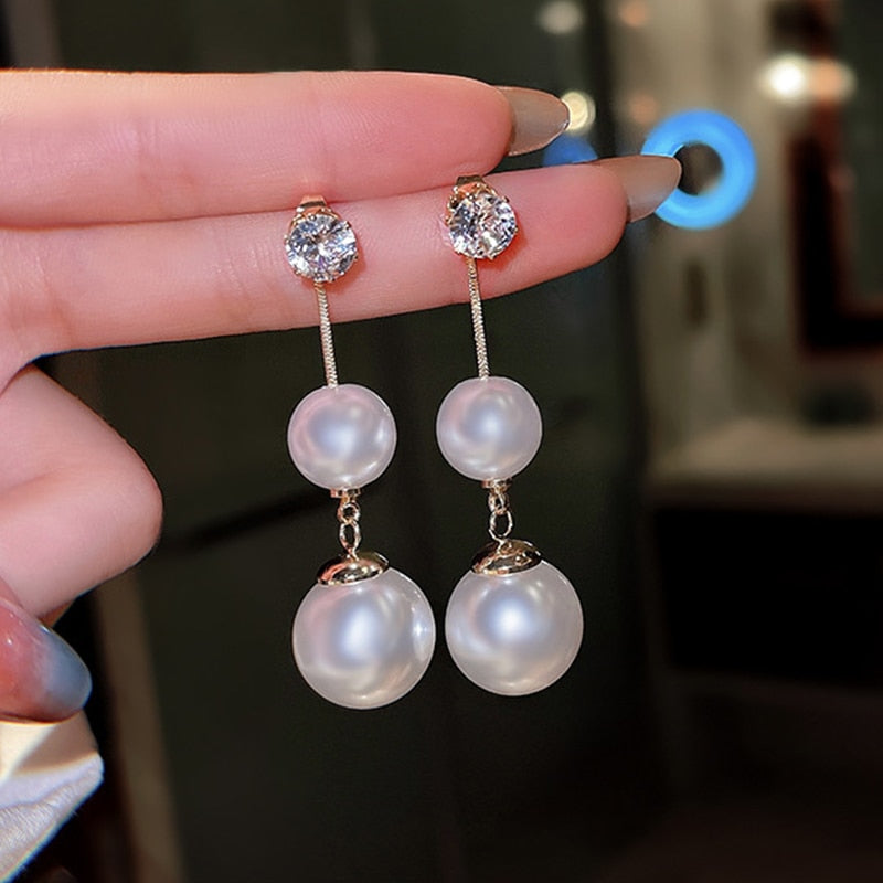 Elegant Women's Long Pearl Tassel Drop Earrings - Perfect for Weddings, Parties & Special Occasions