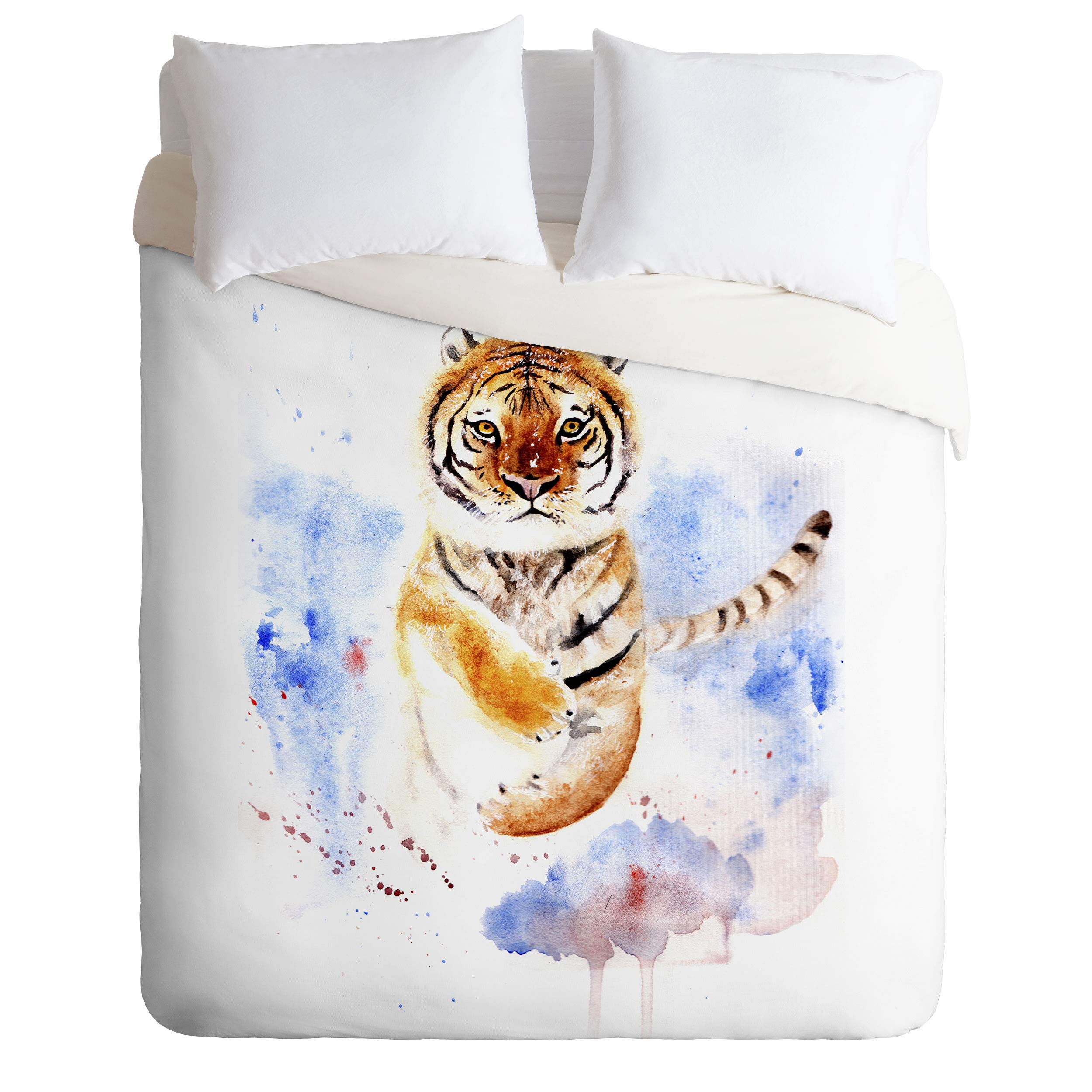 Anna Shell Tiger in Snow Comforter Set with Pillowcases - Twin Size, Orange Winter Bedding for Cozy Bedroom Decor | Perfect for Kids Rooms & Guest Bedrooms