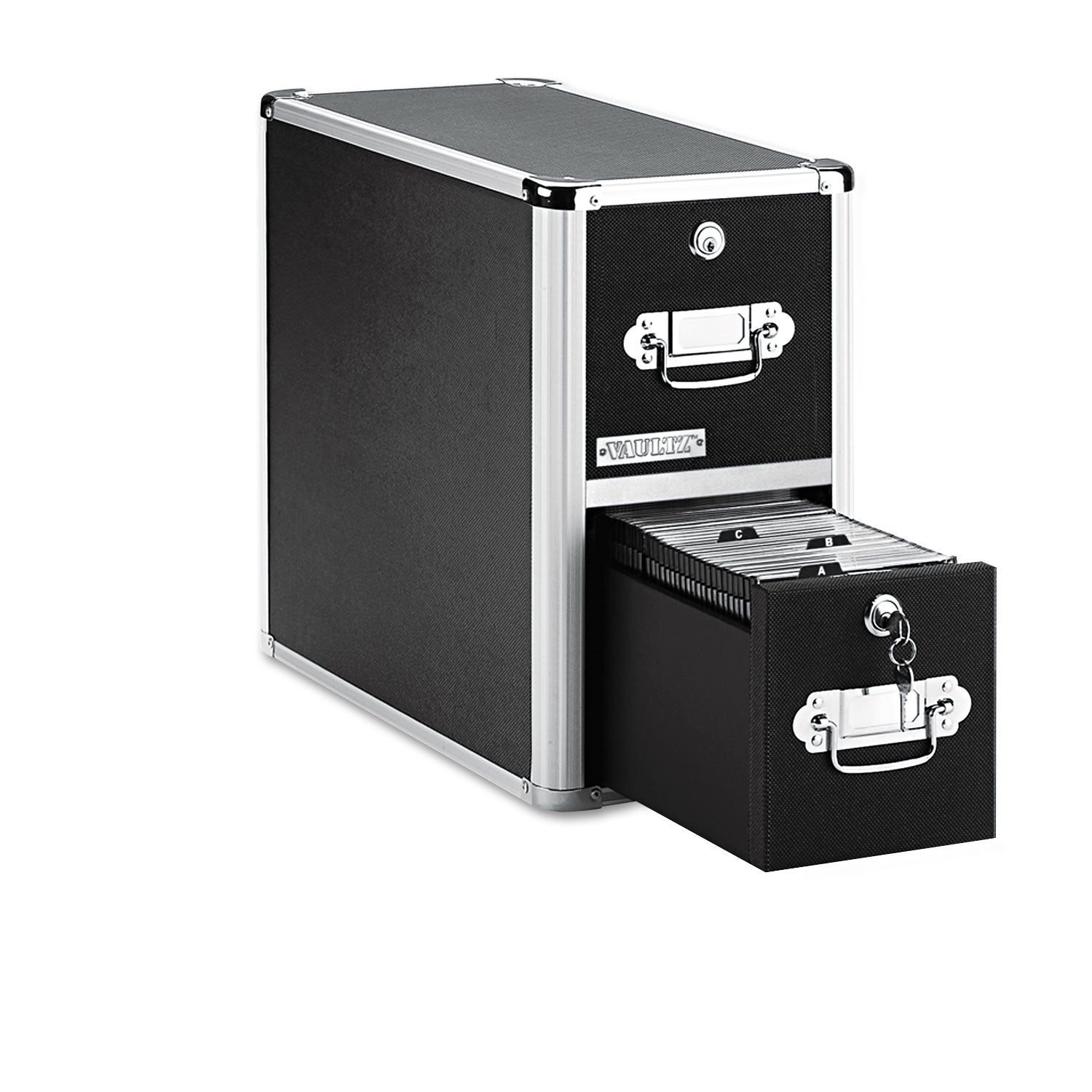 2 Drawer CD File Cabinet - Holds 330 Folders or 120 Slim/60 Standard Cases - Black Metal Storage Organizer for Office, Home & Studio Use