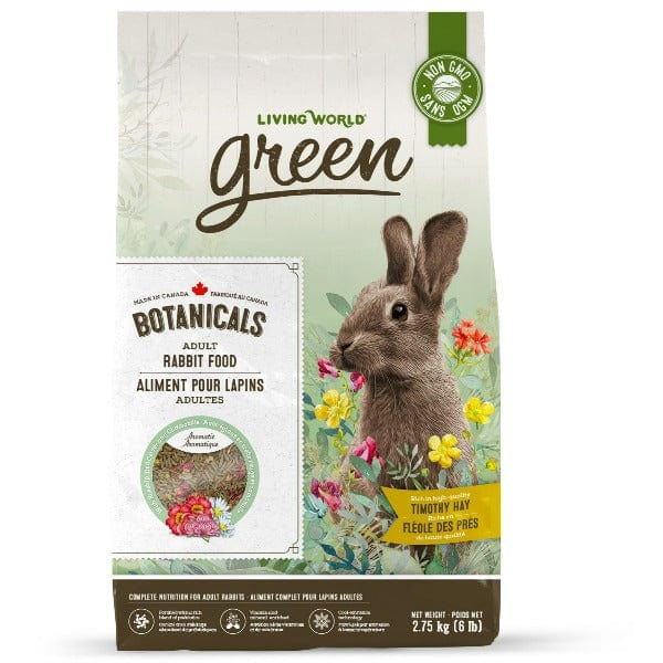 Premium Adult Rabbit Food - Living World Green Botanicals | High Fiber, Nutrient-Rich Pellets for Healthy Digestion | Ideal for Indoor & Outdoor Rabbit Habitats