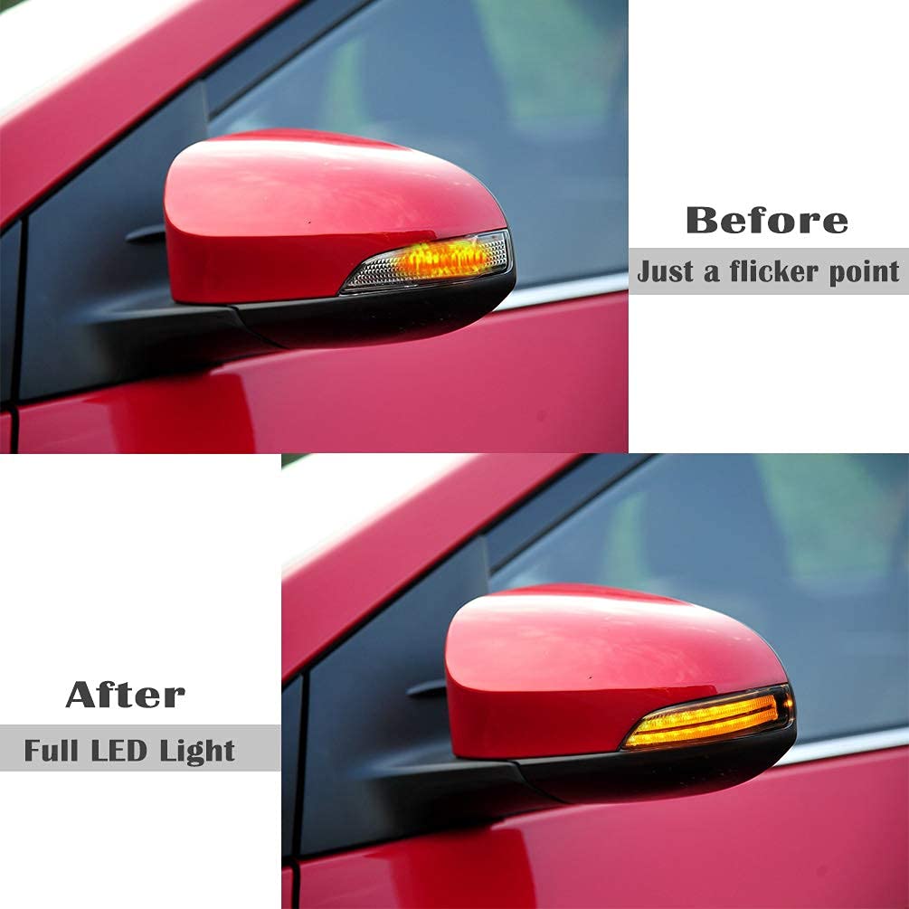 Dynamic LED Side Mirror Blinker for Toyota Corolla Camry Auris Yaris Verso Prius C - Smoked Lens Amber Turn Signal Lights Kit - OEM Replacement - Enhance Safety & Style for Night Driving & Parking