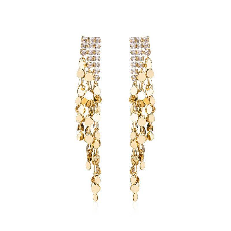 Long Gold Fringe Earrings for Women - Elegant Dangle Drop Earrings for Party, Wedding & Evening Wear - 738515284210