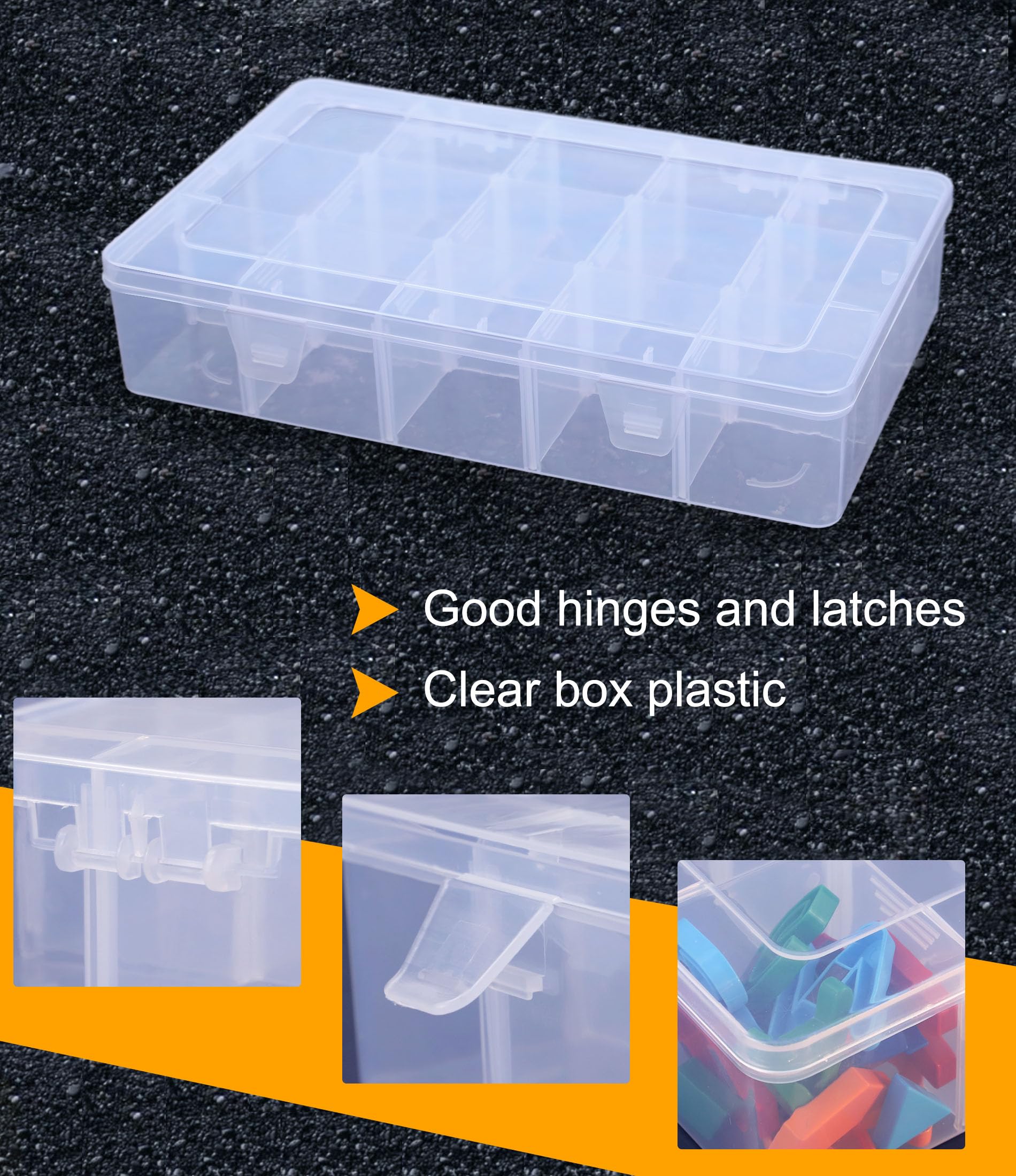 Clear Plastic Tackle Box Organizer with Dividers - 15 Grid for Beads & Snacks