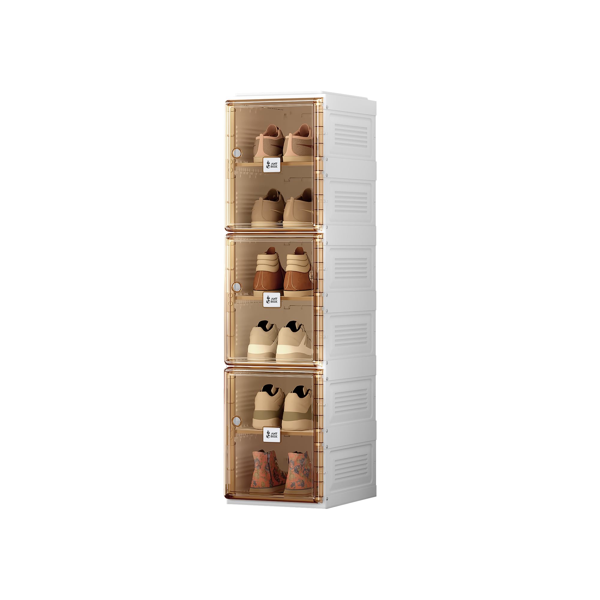 Portable Folding Shoe Organizer with Magnetic Clear Door - 6-Tier Sneaker Storage Cabinet for Closet, Sturdy & Easy Assembly (6 Grids per Layer) - Perfect for Bedroom, Entryway, and Dorm Organization
