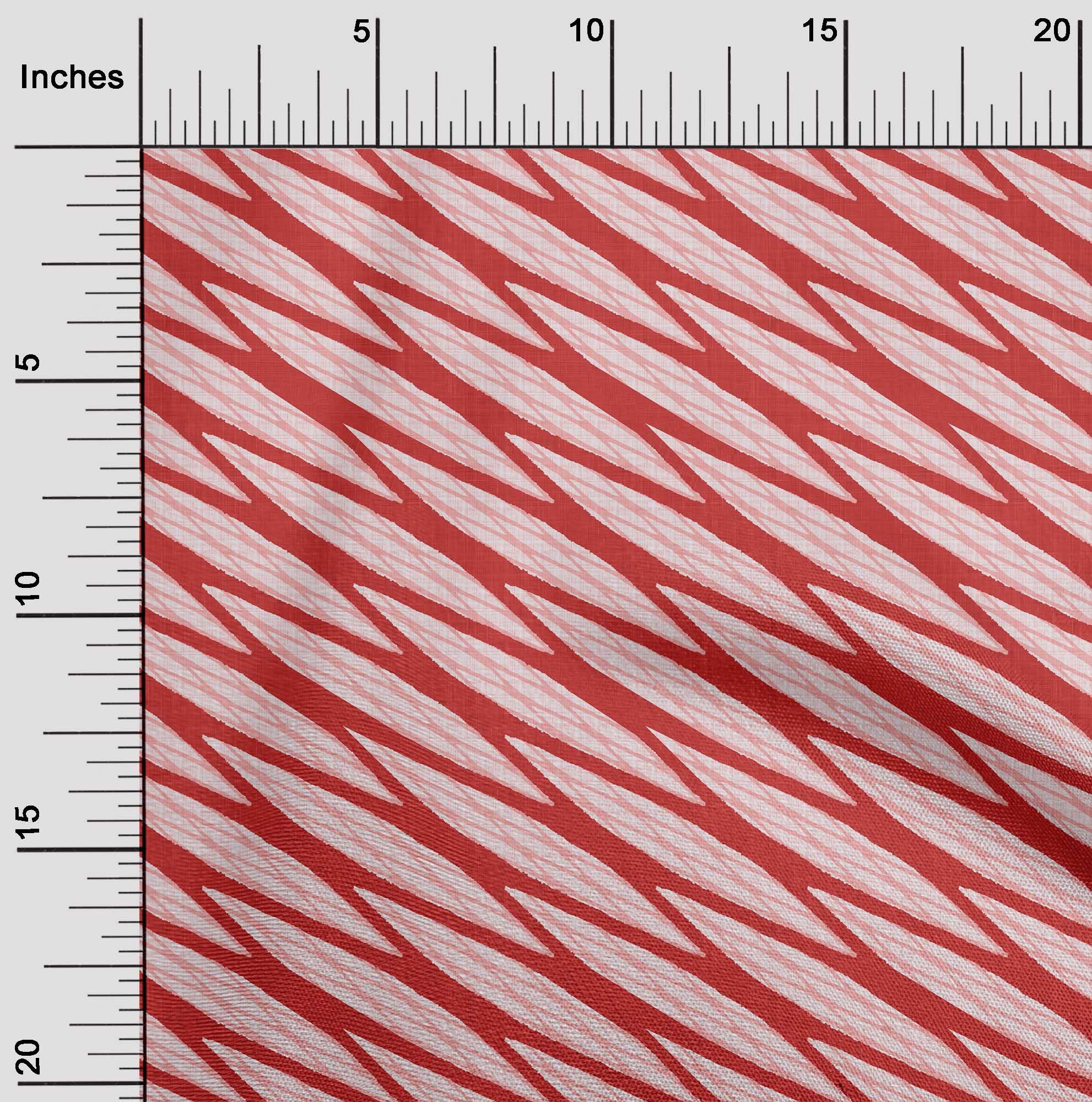 oneOone Polyester Spandex Red Abstract Stripe Fabric - 56 Inch Wide for DIY Clothing, Quilting & Craft Projects | Soft Stretch Material for Dresses, Skirts & Home Decor