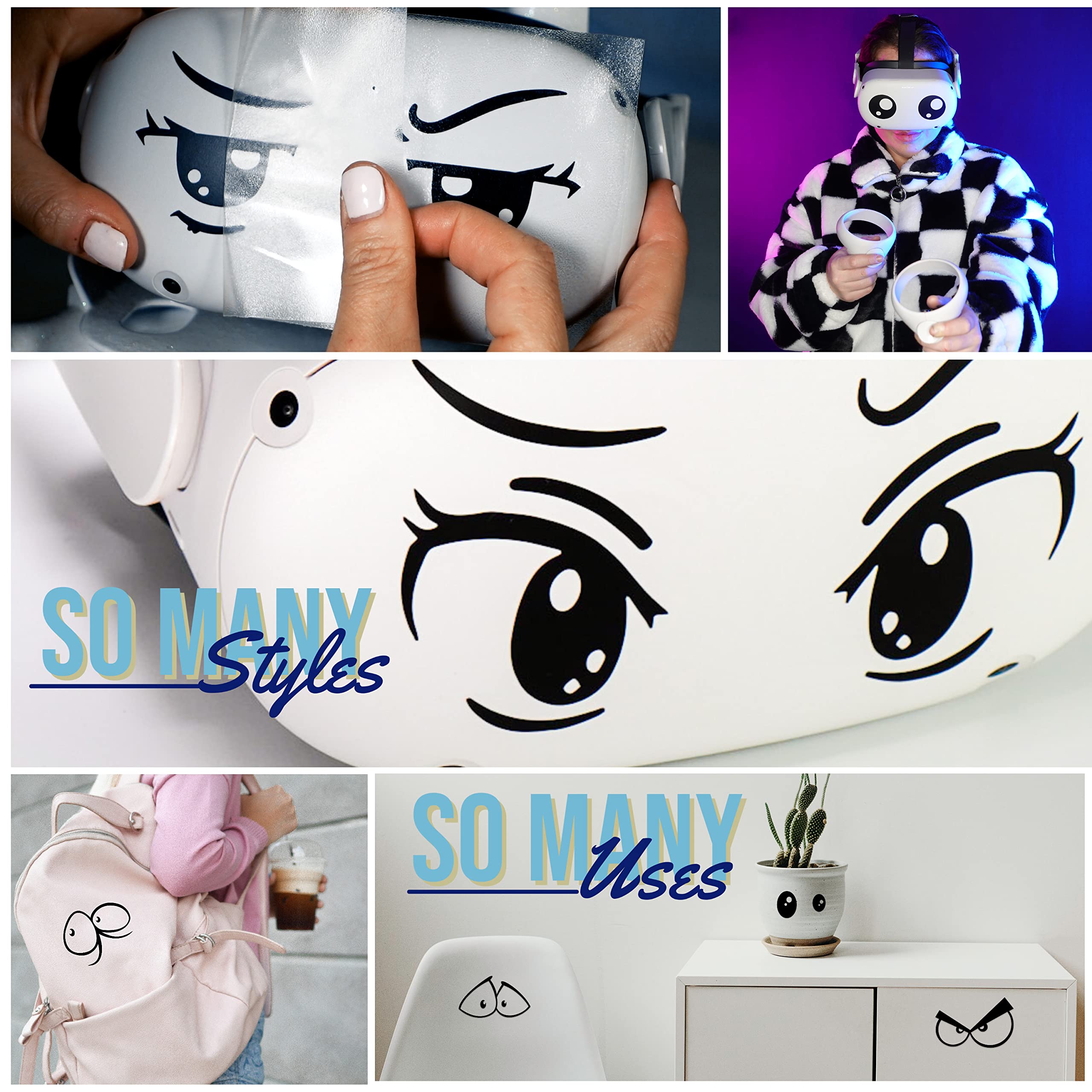 Anime Eye Vinyl Decals for VR Headsets - Removable Stickers for Oculus Quest 2, PSVR 2, Laptops, Cars & Walls | CloudCave Premium Anime Stickers | Perfect for Gaming Setups, Room Decor & Personalization