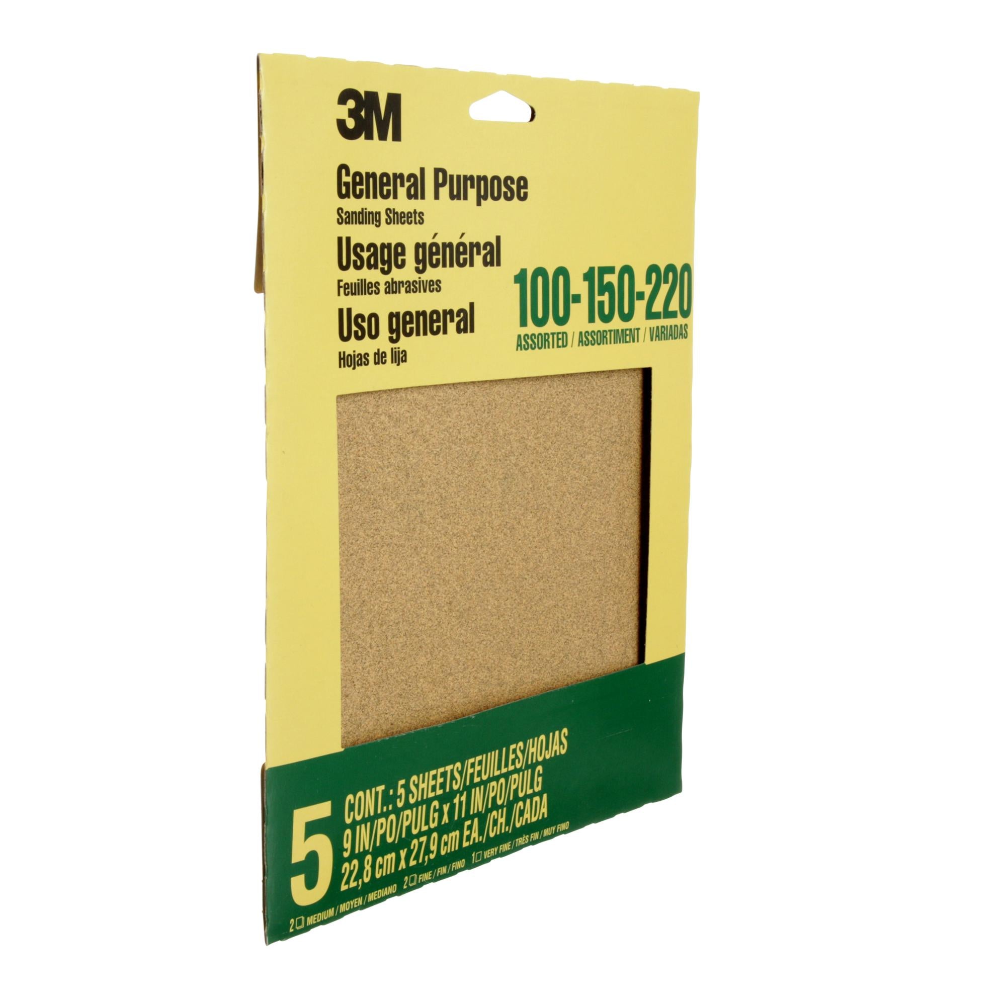 3M Aluminum Oxide Sandpaper Assorted Grit 9005NA, 9