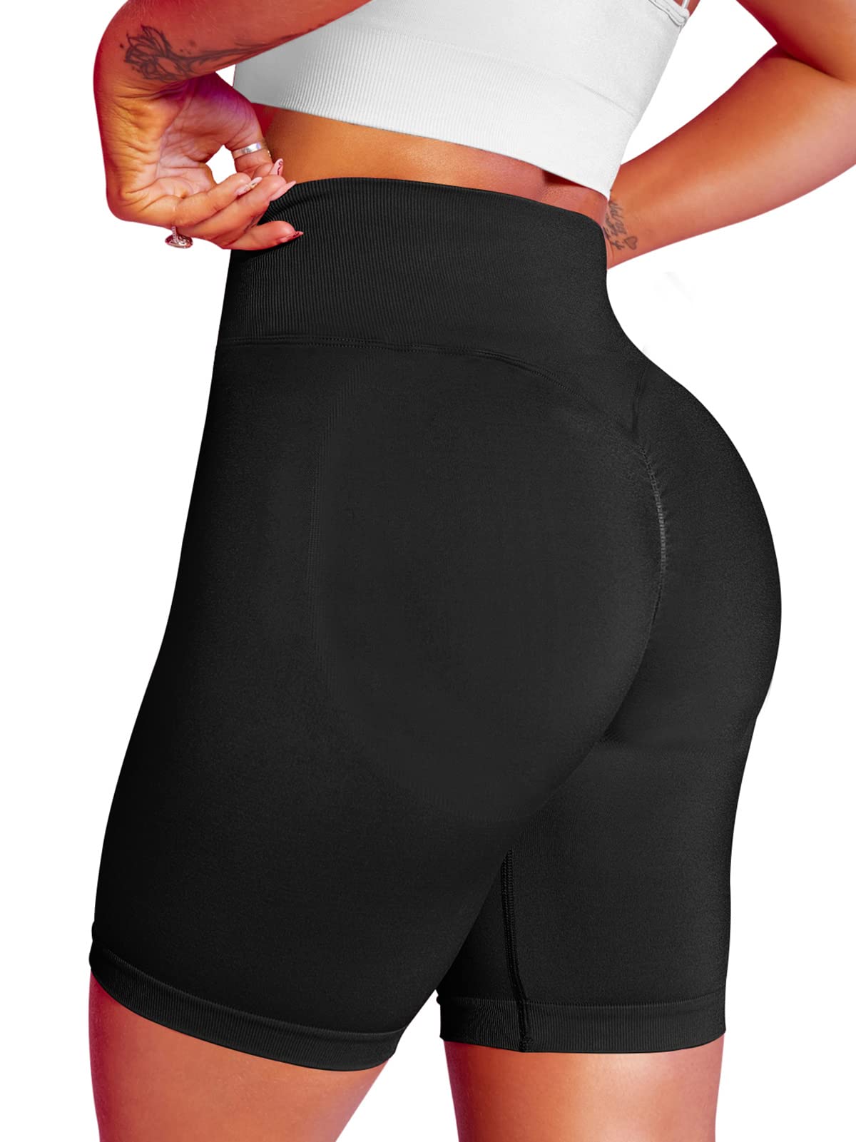 LASLULU Women's High Waist Seamless Workout Shorts 5
