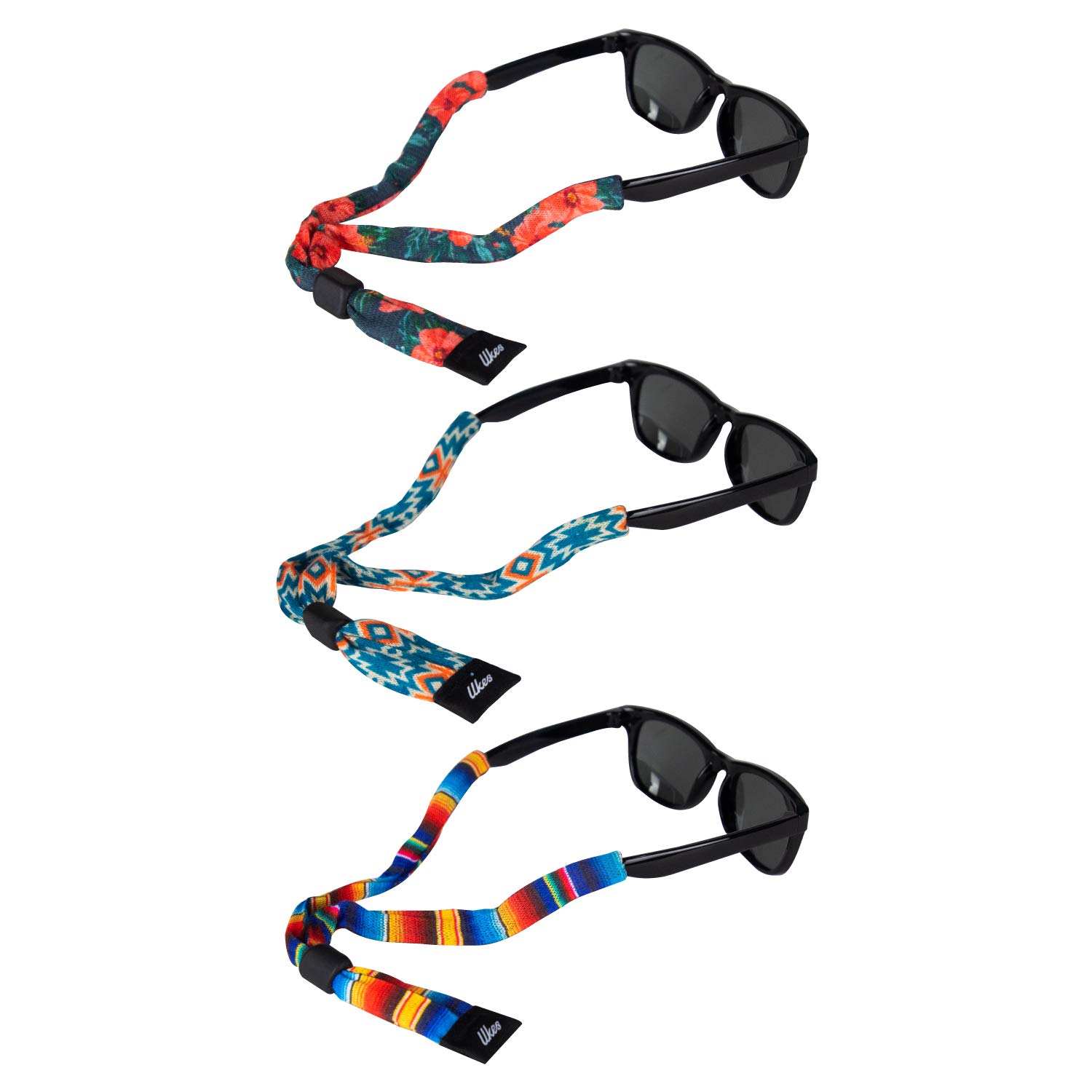 Ukes Kids Cotton Sunglass & Glasses Straps - 3 Pack (Glasses Not Included) | Secure & Comfortable Eyewear Holder for Active Children | Perfect for Sports, School & Outdoor Play
