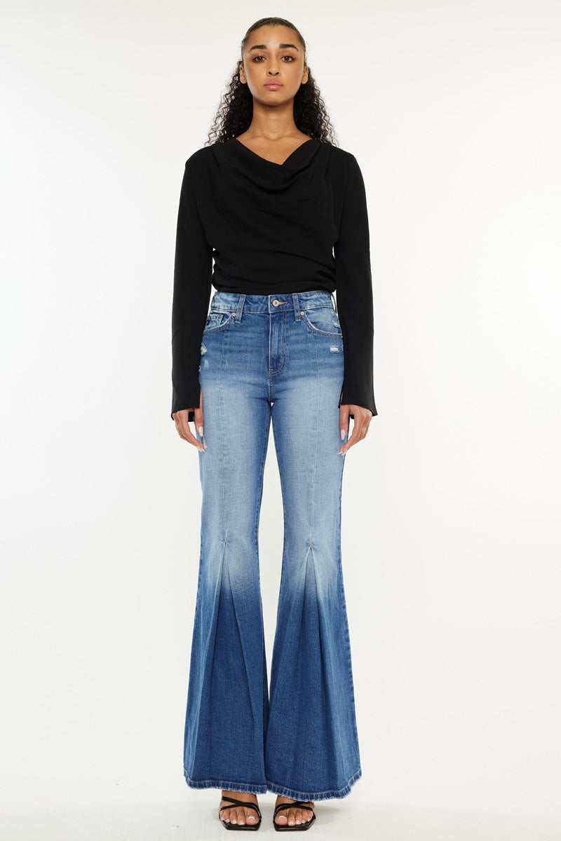 Evangeline High Rise Flare Jeans for Women - Stretchy Denim Bootcut Pants with Comfortable Waistband | Perfect for Casual Wear, Date Nights & Office Outfits