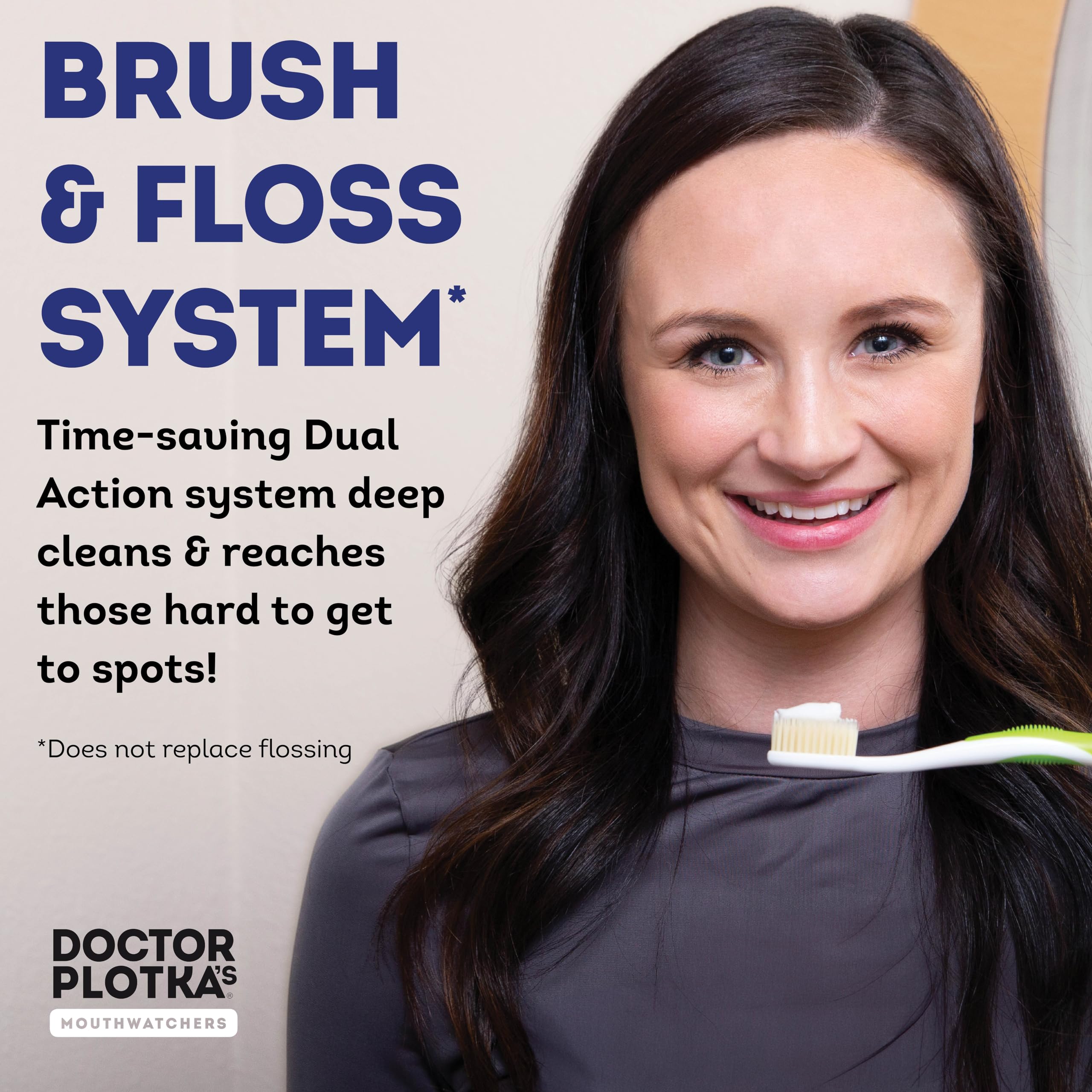 MOUTHWATCHERS Soft Flossing Toothbrush for Adults - Ultra Clean Manual Toothbrush with Gentle Bristles for Sensitive Teeth & Gums by Dr. Plotka | Perfect for Travel, Daily Oral Care & Gum Health Maintenance