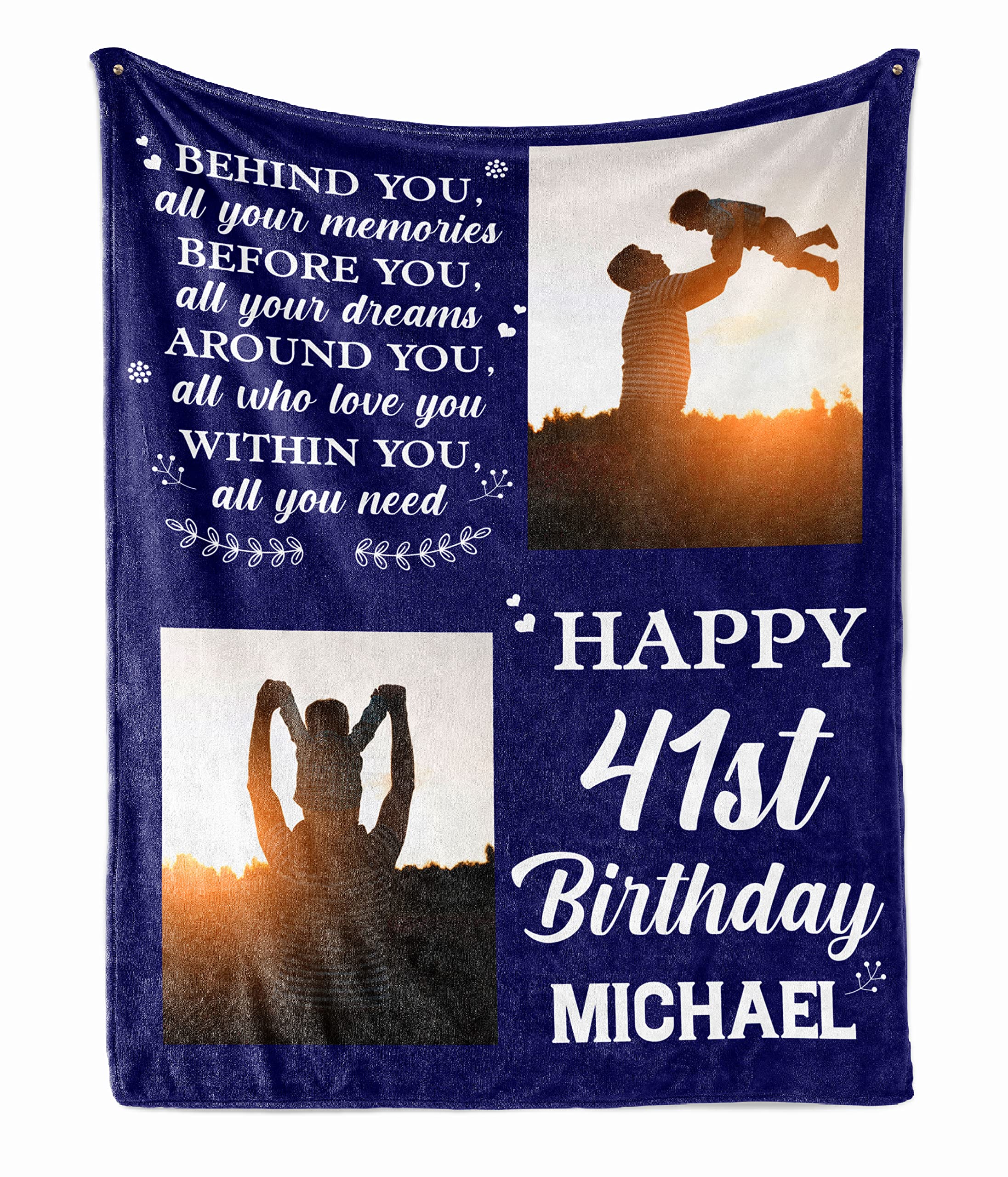 Personalized 41st Birthday Blanket for Men - Custom Photo Fleece Sherpa Throw for Dad, Grandpa Born in 1982 | Funny 41 Year Old Gift Idea | Home Decor, Anniversary Present & Cozy Gift for Special Occasions