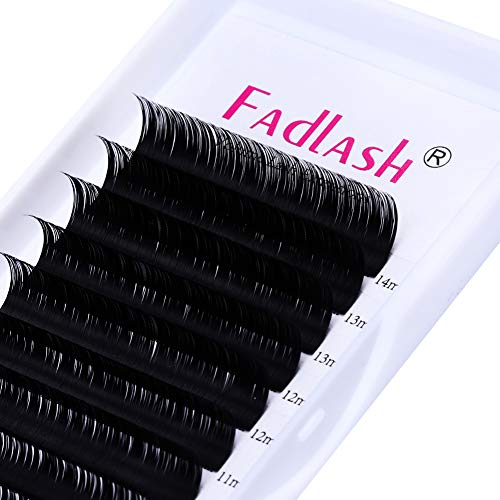 FADLASH Eyelash Extensions - B Curl 0.15mm Faux Mink Lashes, Mixed Length 8-14mm, Classic Single Lash Extension Supplies for Volume & Natural Look - Perfect for Salon, Bridal & Party Makeup