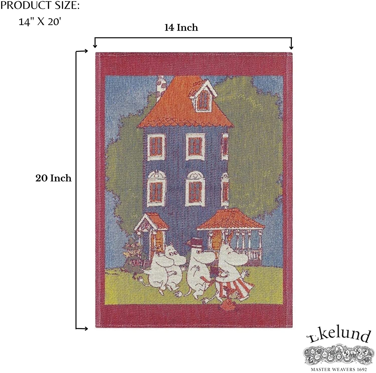 Ekelund Moomin House Large Tea Towel - Premium Cotton Kitchen Towel for Drying Dishes, Decor & Gift Ideas