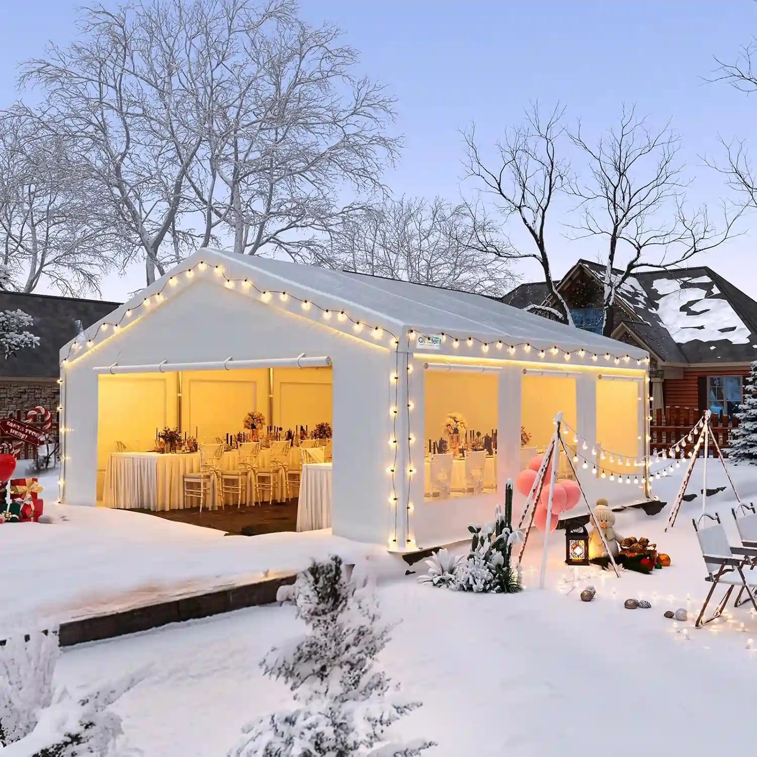 20' x 20' Party Tent with Ventilated Mesh Windows - Waterproof Outdoor Canopy for Weddings, Picnics & Camping - Perfect for Backyard Events & Festivals