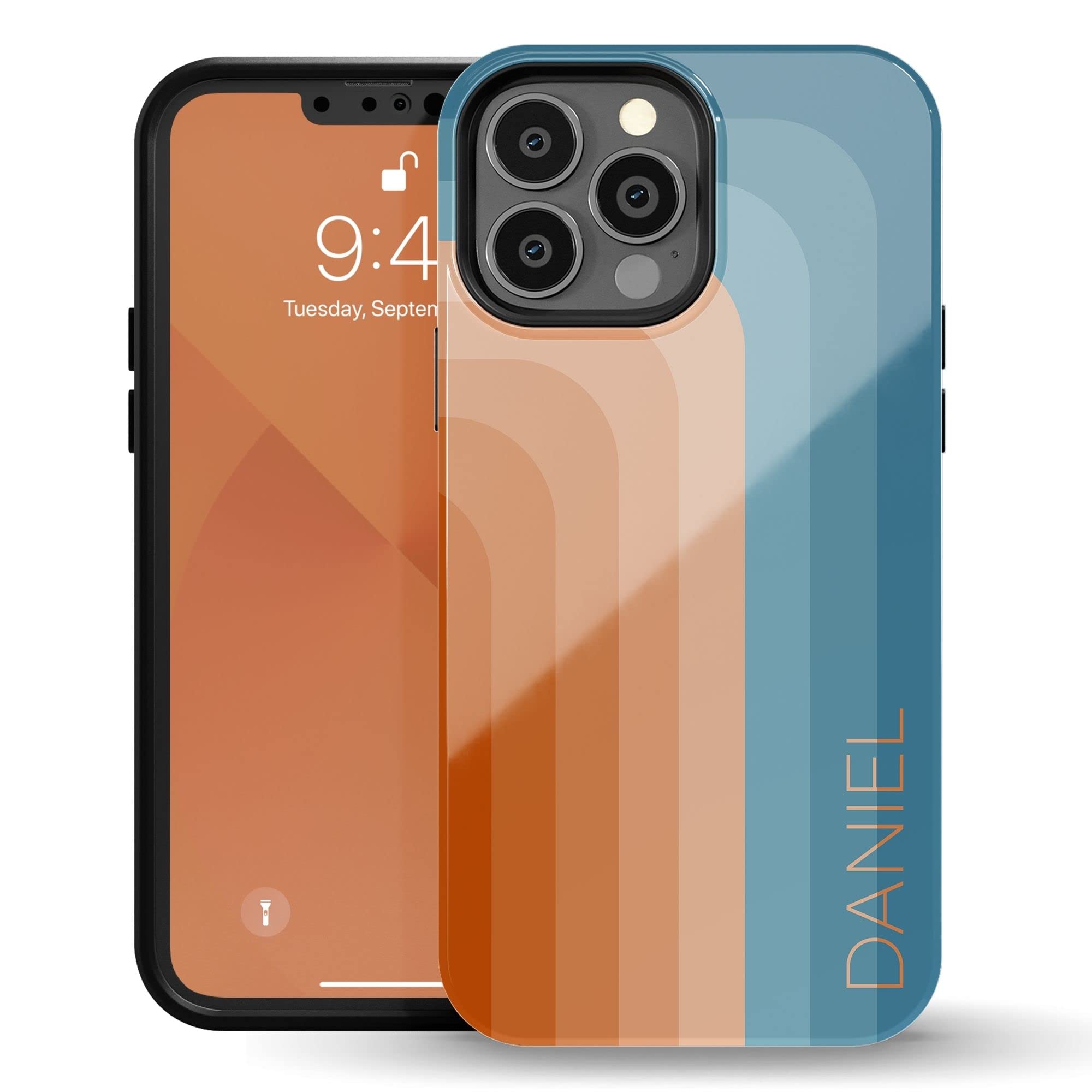 **Retro Pastel Rainbow Custom Name Personalized Phone Case - Compatible with iPhone 16 Plus, 15 Pro Max, 14, 13 Mini, 12, 11, X/XS Max, XR, 7/8 - Unique Gift for Women, Men, Teens - Perfect for Everyday Use, Travel & Special Occasions**