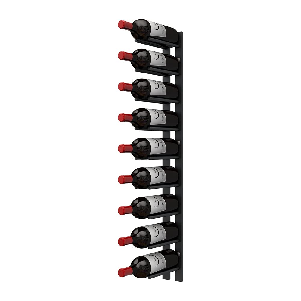 Modern Matte Black Wall Mounted Wine Rack - Holds 9 Bottles (3 Foot) | Space-Saving Metal Wine Storage for Home Bar, Kitchen, Dining Room & Wine Cellar | Perfect for Small Spaces & Wine Enthusiasts