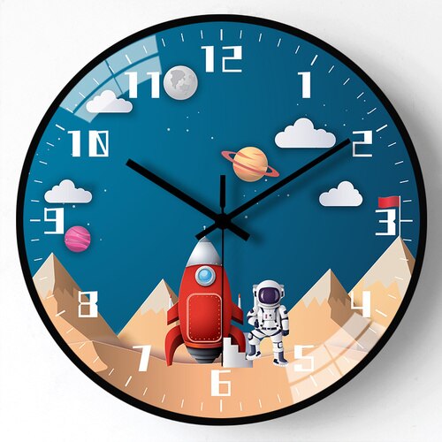 Kids Astronaut Space Wall Clock - Fun & Educational Room Decor for Boys & Girls - Perfect for Bedroom, Playroom, or Classroom