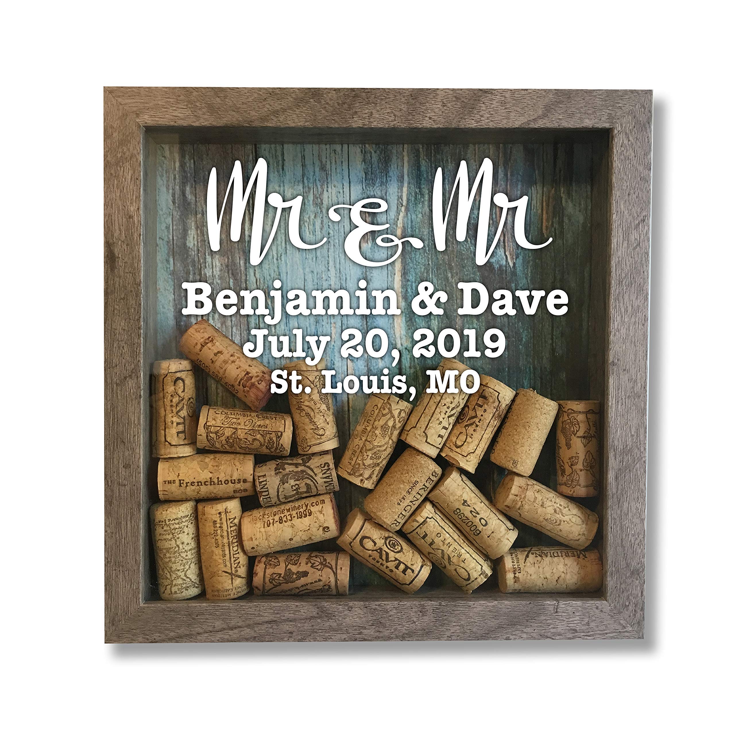 Personalized Wedding Wine Cork Keeper - Farmhouse Style Shadow Box for Wine Corks | Unique Wedding Gift Idea | Perfect for Anniversary, Bridal Shower & Home Decor