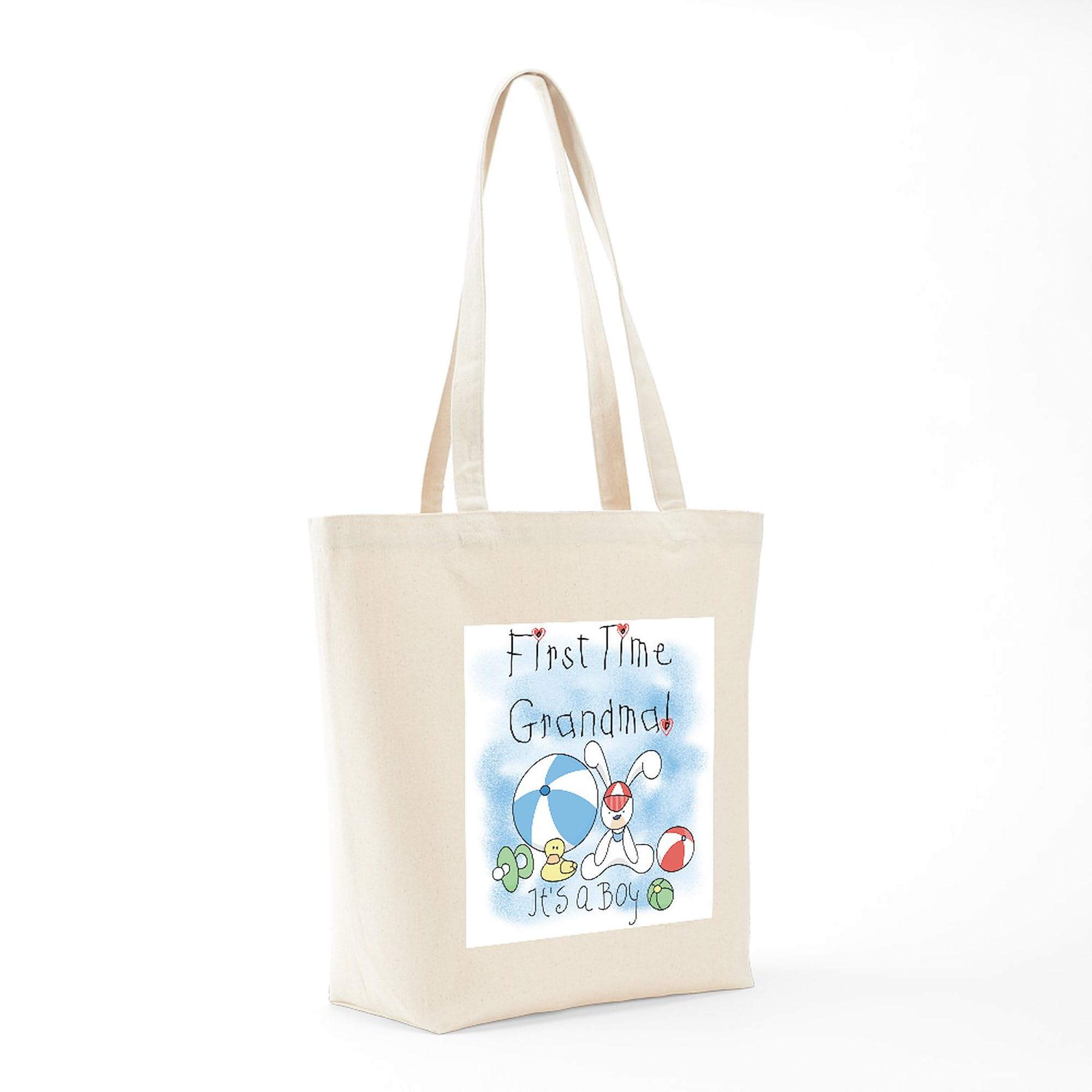 Grandma Baby Boy Tote Bag - Natural Canvas Reusable Shopping Bag for Baby Showers, Diaper Essentials & Groceries | Eco-Friendly Gift for New Moms