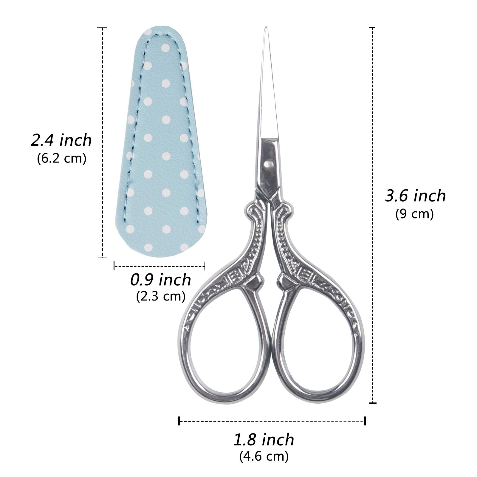 3.6 Inch Mini Sewing Embroidery Scissors - Premium Craft Shears for Fabric, Needlework & DIY Projects | Includes Leather Protective Cover | Perfect for Quilting, Cross Stitch & Handmade Crafts