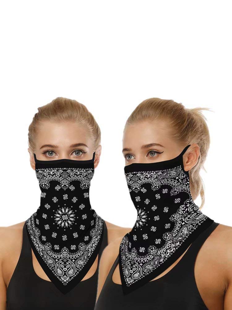 UV Protection Face Scarf Bandana with Ear Loops - Breathable Balaclava Neck Gaiter for Men & Women - Dust & Windproof Motorcycle Mask for Outdoor Activities, Cycling, Hiking & Sports