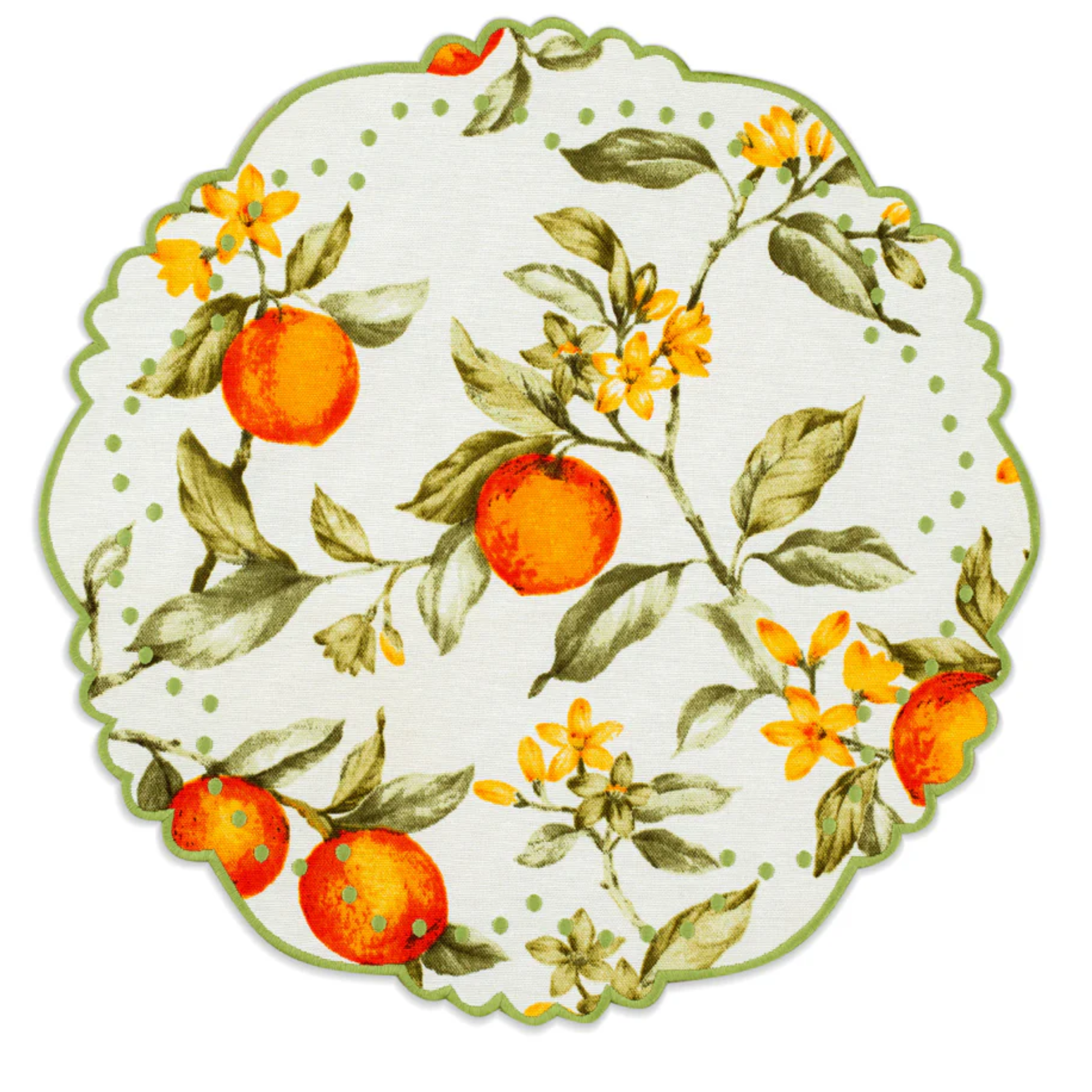 Berenice Citrus Embroidered Cotton Placemat & Napkin Set - 4 Piece Table Setting for Spring & Summer Dining, Kitchen Decor, Party & Wedding Tableware