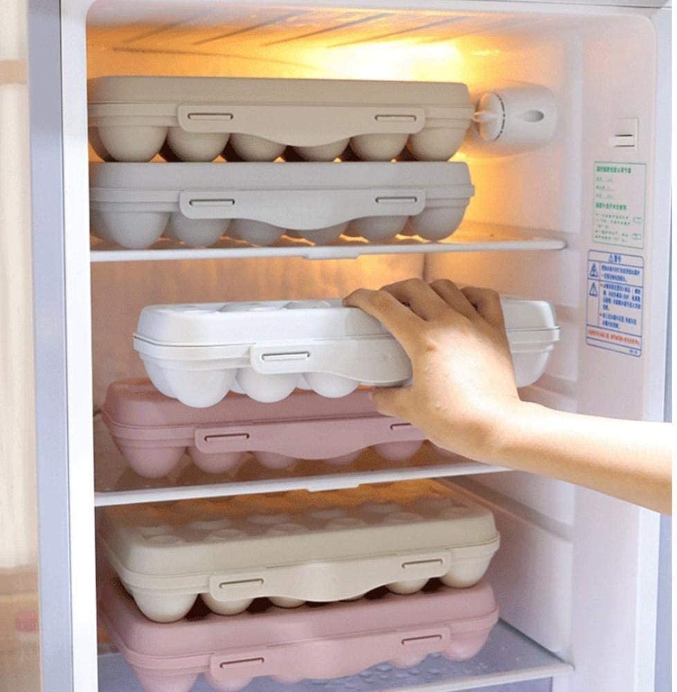 Plastic Egg Holder for Refrigerator & Travel - Spatlus Covered Egg Storage Container with Lid, Camping Egg Box, Deviled Egg Tray Carrier (Cream, Set of 1) - Perfect for Kitchen Organization, Picnics & Outdoor Adventures