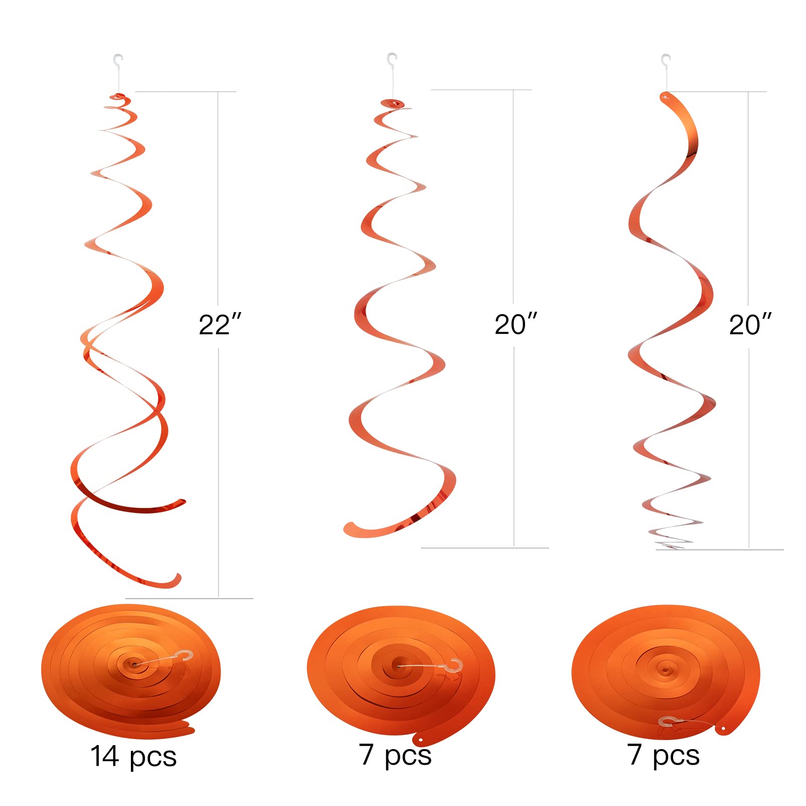 WEVEN Orange Party Hanging Swirl Decorations - 28 Pack Plastic Streamers for Ceiling & Wall Decor | Perfect for Birthday Parties, Baby Showers & Holiday Celebrations