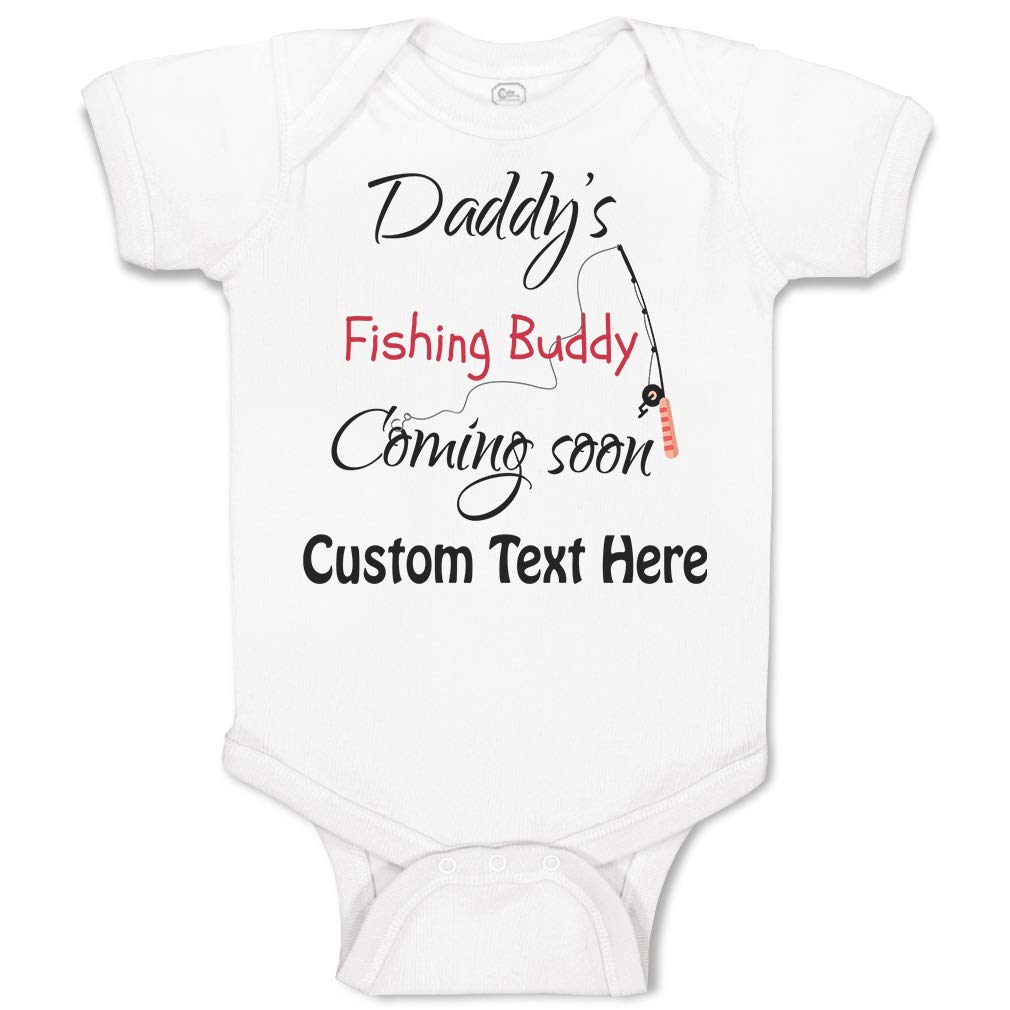 Custom Personalized Baby Bodysuit - Funny Daddy's Fishing Buddy Onesie for Newborn Boys & Girls | 100% Cotton Infant Clothes with Custom Text | Perfect for Father's Day, Baby Showers & Family Photos