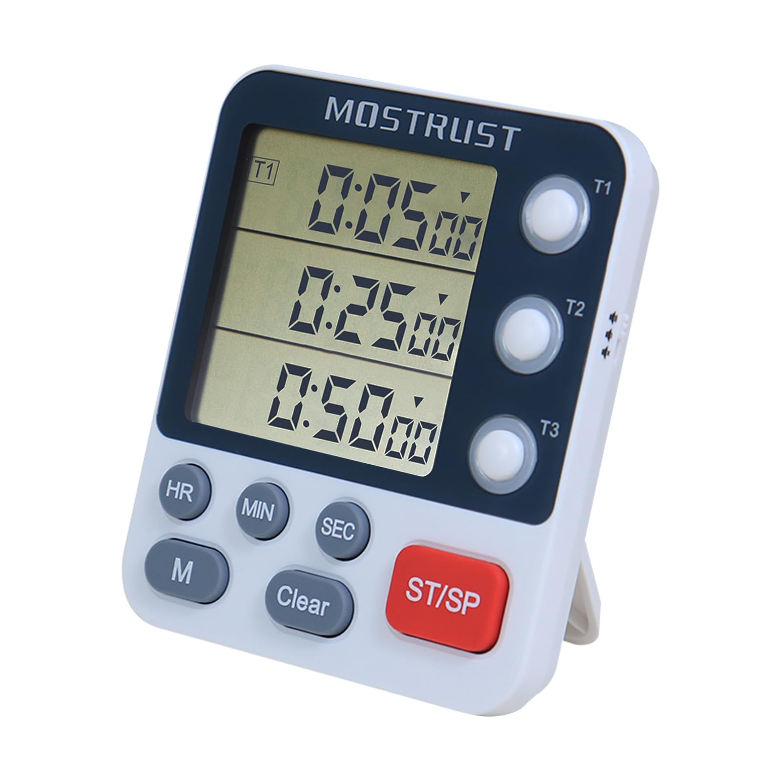 Digital Dual Kitchen Timer with 3 Channels - Count Up/Down Triple Cooking Timer for Baking, Memory Presets, Magnetic Back & Large Display - Adjustable Alarm Volume for Multi Time Management - Perfect for Baking, Cooking, Meal Prep & Kitchen Organization