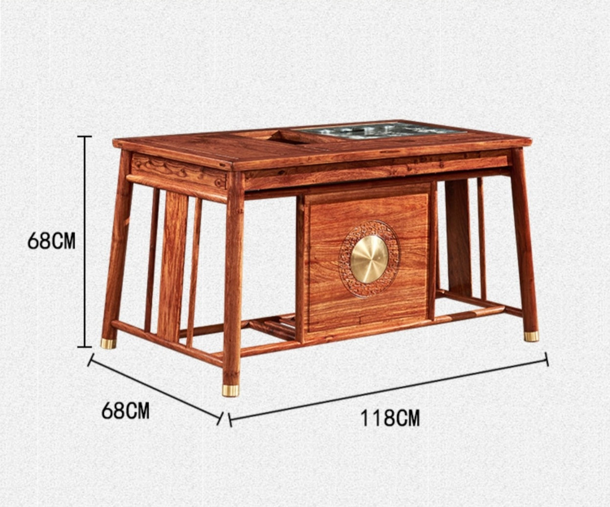 Premium African Rosewood Tea Table Set - Handcrafted Wooden Coffee Table with Matching Stools - Perfect for Living Room, Patio, and Garden Tea Parties