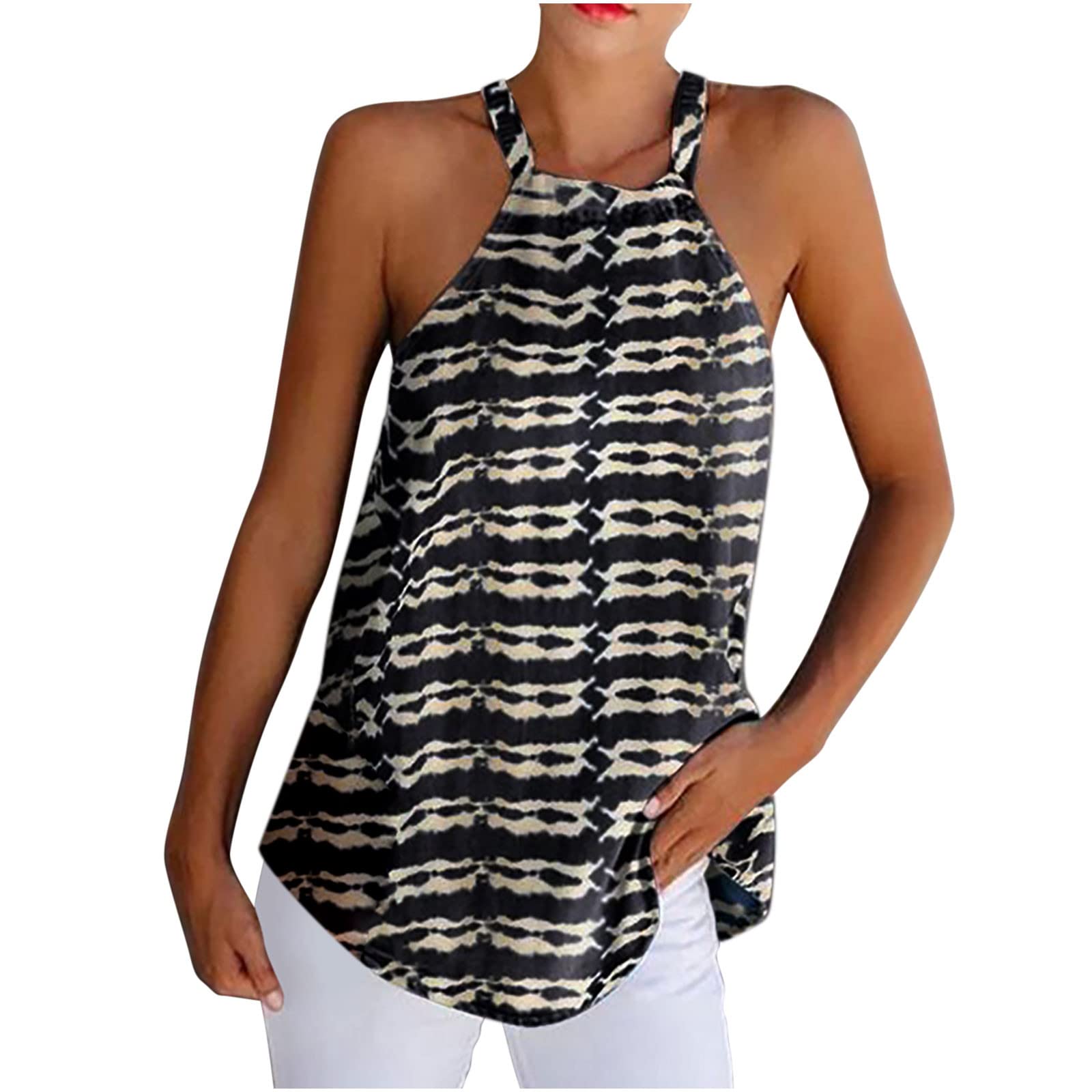 Sexy Vintage Print Sleeveless V-Neck Tank Top for Women - Summer Suspender Blouse, Casual Wear & Gifts for Her - Perfect for Parties, Dates & Everyday Outfits