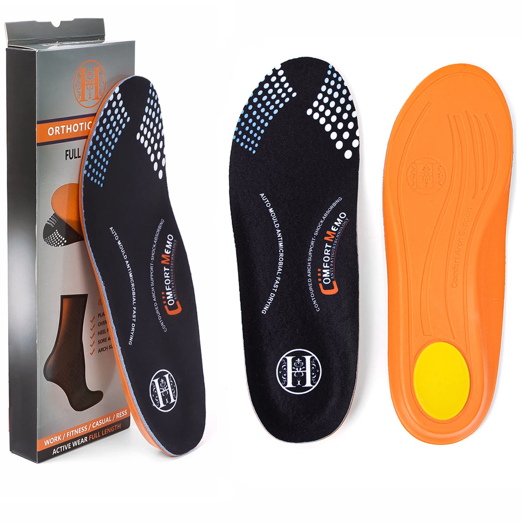 **Diig Memory Foam Orthotic Shoe Insoles for Men & Women – Relieves Flat Feet, Heel Pain & Fatigue – Full-Length Support for Work & Casual Shoes – Perfect for Standing All Day, Walking & Running**