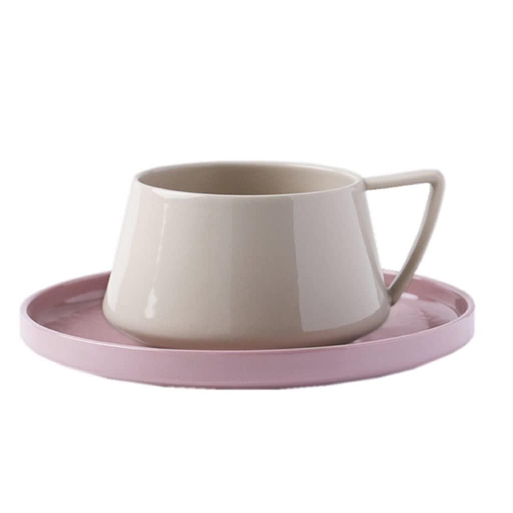 Premium Ceramic Coffee Mug Set - 250ml/8.4oz Coffee Cup with Spoon & Saucer - Elegant Tea Cup for Coffee, Milk Tea or Hot Beverages - Perfect for Home, Office or Gift Giving