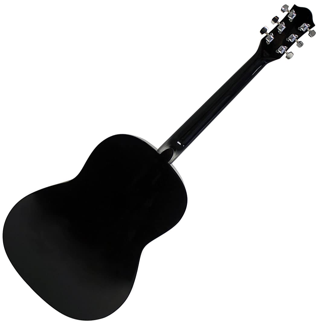 RockJam 6-Piece Acoustic Guitar Super Kit with Stand, Gig Bag, Tuner, Picks, Strings & Online Lessons - Right-Handed Black Full Size (RJW-101-BK-PK) - Perfect for Beginners, Practice, Performances & Home Studio Recording