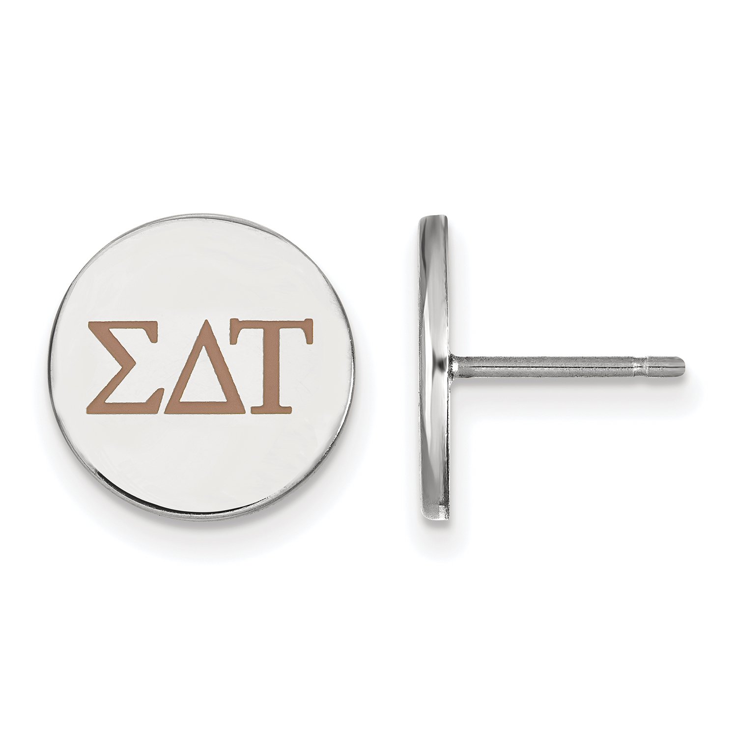 Sterling Silver Sigma Delta Tau Enameled Post Earrings - Sorority Jewelry for Sisters, Greek Life Gifts & College Campus Fashion Accessories