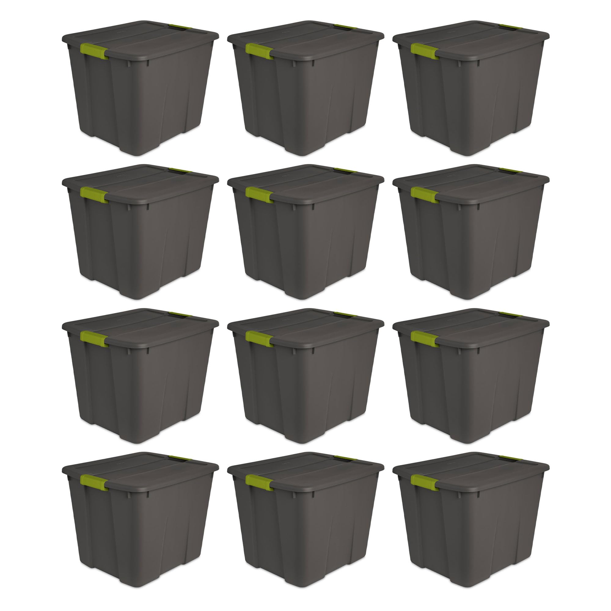 Sterilite 20 Gallon Stackable Plastic Storage Bins with Latching Lids - 12 Pack Gray Totes for Home, Garage, Office & Closet Organization - Perfect for Seasonal Decor, Toys, Clothes & Household Items Storage