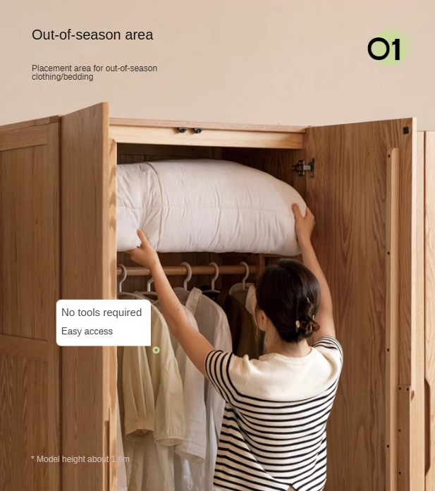 Solid Oak Wood Wardrobe - Premium Quality, Spacious Storage for Bedroom, Closet & Home Organization