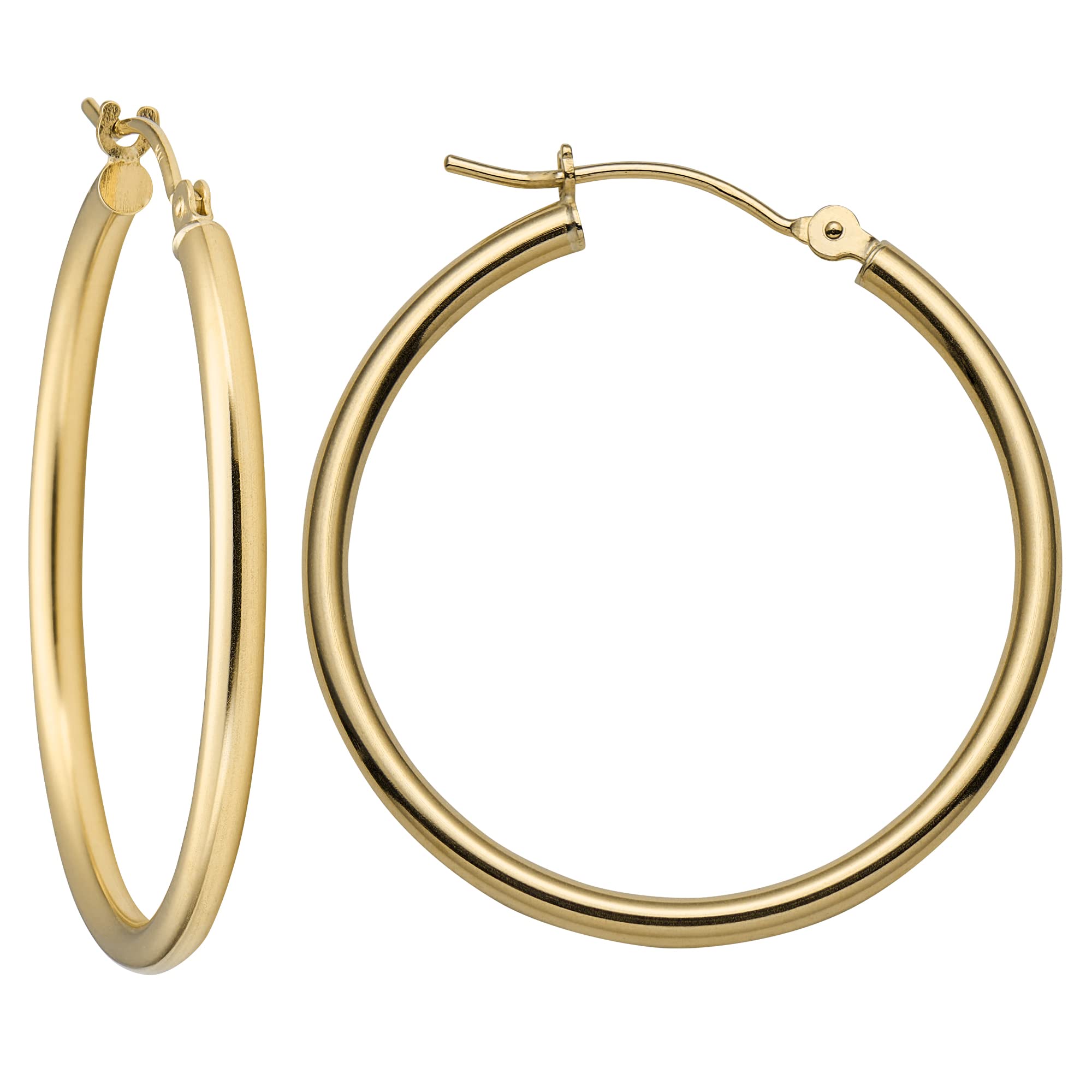 MAZZERI 14k Solid Gold Hoop Earrings for Women & Men - Hypoallergenic Real Gold Earrings, Yellow & White Gold Options, Handcrafted in USA | Perfect for Everyday Wear, Gifts & Special Occasions