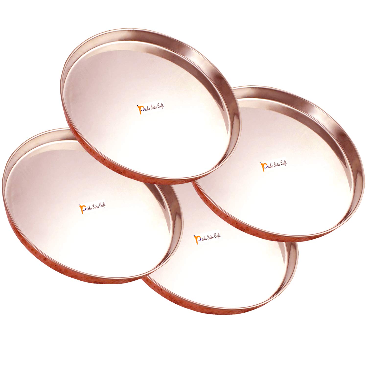 Premium 12 Inch Copper & Stainless Steel Round Thali Platter Set (Pack of 2) - Elegant Dinnerware Serving Tray for Indian Cuisine, Party Entertaining & Festive Dining