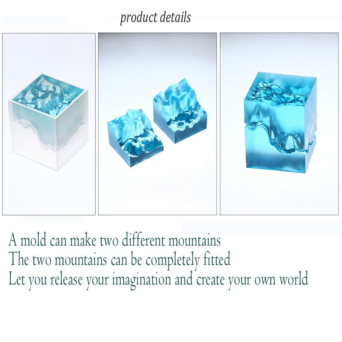 FineInno 3-Piece Mountain Resin Molds Set - Iceberg Silicone Molds for Epoxy Resin Casting, DIY Polymer Clay Crafts & Micro Landscape Art - Perfect for Paperweights, Home Decor & Gift Making