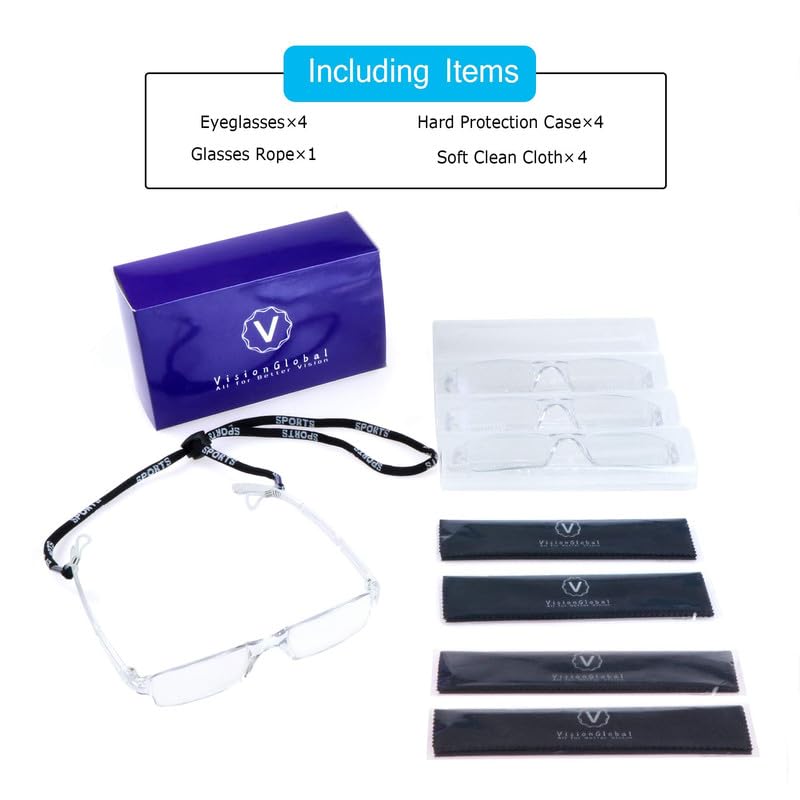 LifeArt 2/4 Pairs Blue Light Blocking Reading Glasses for Men & Women - Anti Eyestrain Computer Glasses with Stylish Rectangle Frame - Perfect for Office Work, Gaming & Screen Time