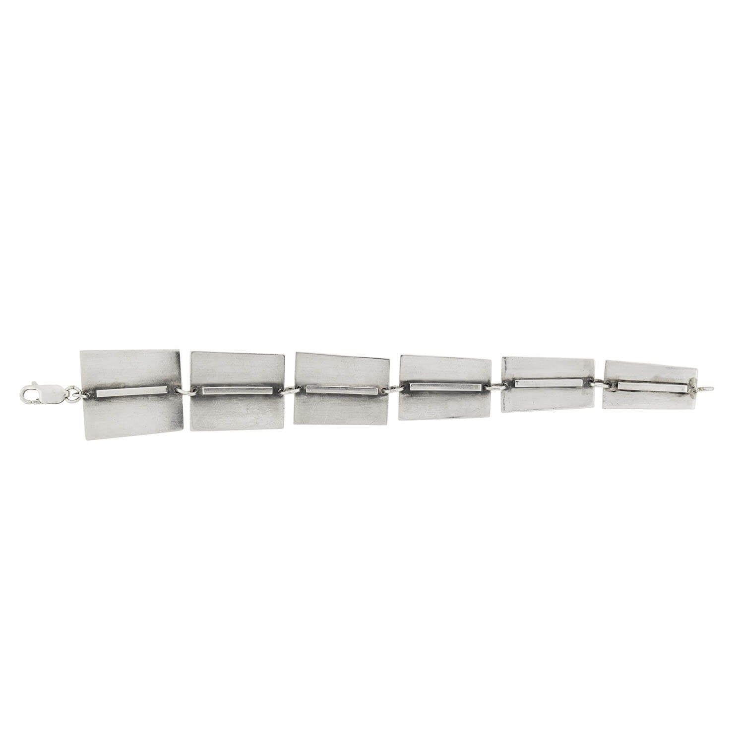 Vintage Modernist Sterling Silver Graduating Link Bracelet - Elegant Handmade Jewelry for Women, Gift for Graduation, Anniversary & Special Occasions