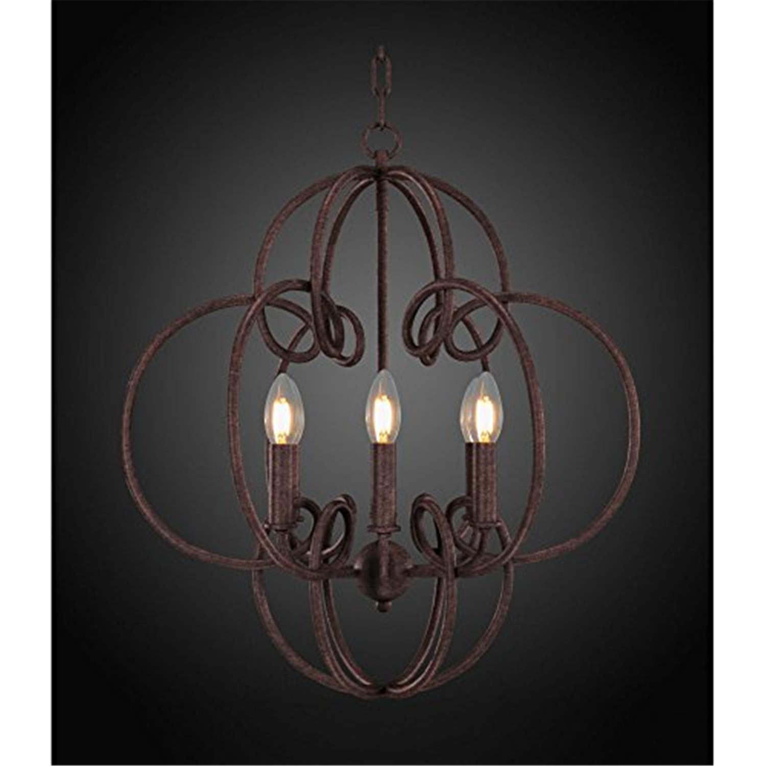 Legion Furniture 28 Inch Rustic Antique Iron Chandelier - Elegant Vintage Ceiling Light Fixture for Dining Room, Bedroom or Living Room Decor