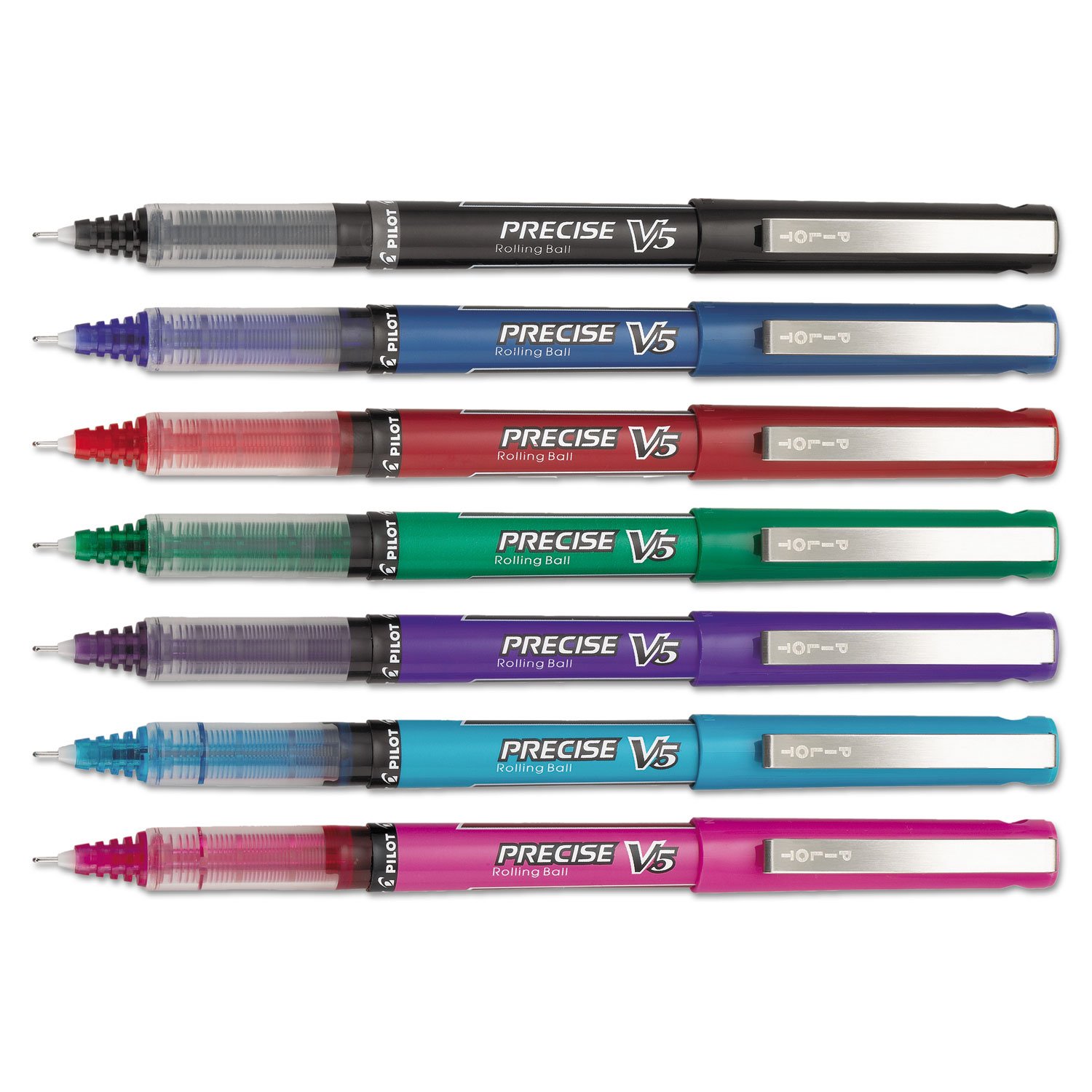 Pilot Precise V5 Rolling Ball Pens - 0.5mm Extra Fine Point Liquid Ink Pens - 7 Pack Assorted Colors - Perfect for Note Taking, Journaling & Office Work
