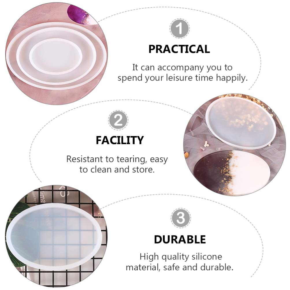 ARTIBETTER 3-Pack Silicone Resin Tray Molds - Oval Shaped Epoxy Platter & Coaster Molds for DIY Crafting, Crystal Clear Resin Casting - Perfect for Home Decor, Jewelry Displays & Gift Making