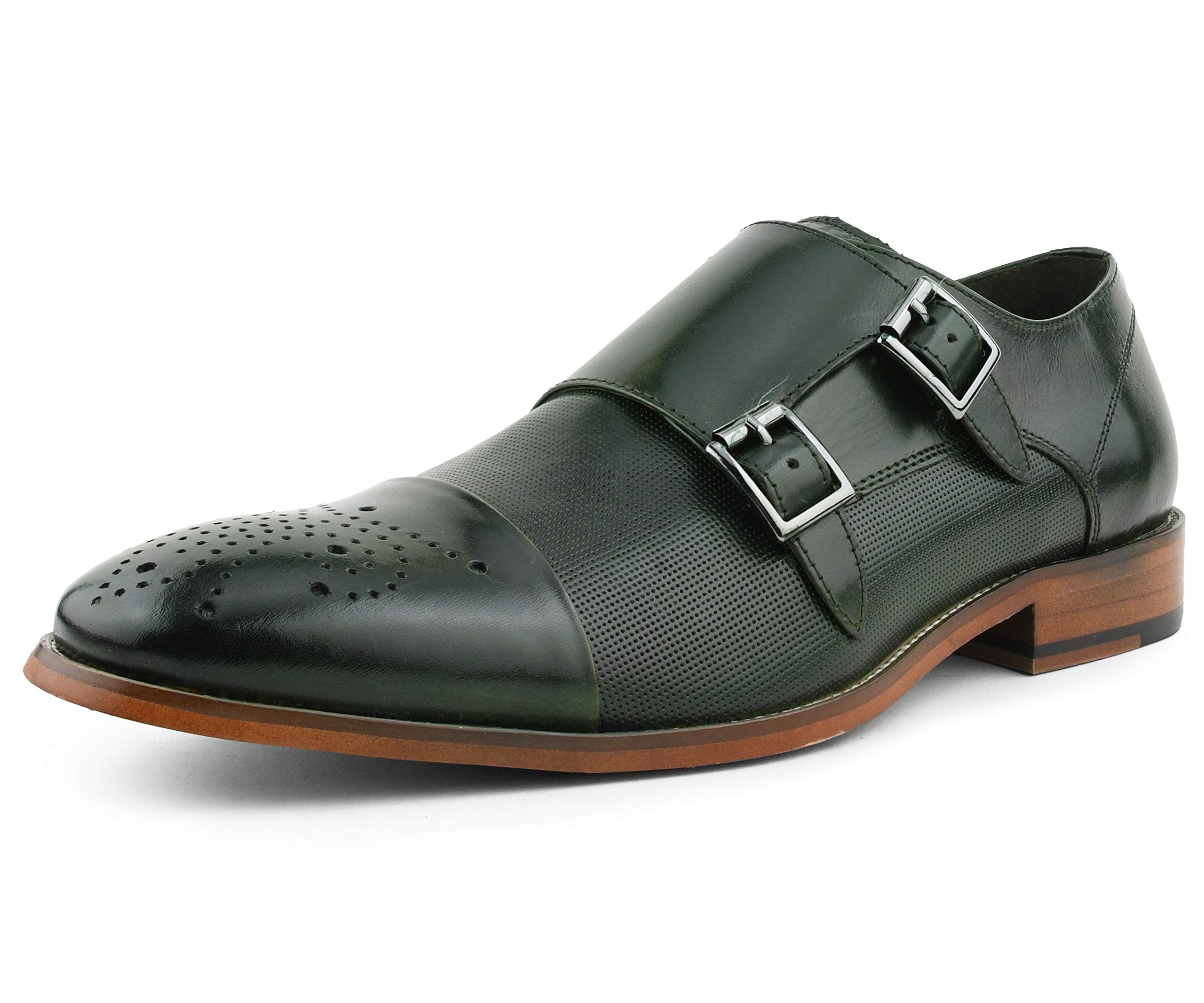 Asher Green AG1101 Genuine Calf Leather Men's Dress Shoes - Formal Cap Toe Double Monk Strap Oxfords for Business & Wedding - Comfortable Office & Special Occasion Footwear