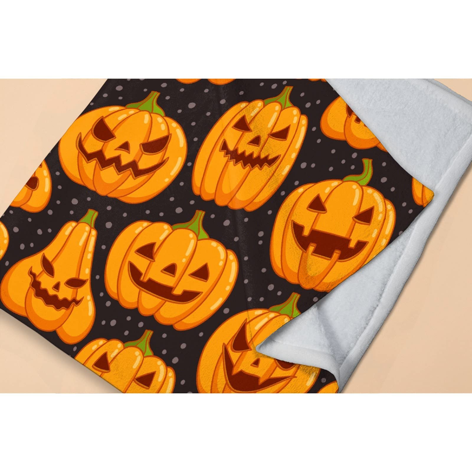 Halloween Pumpkin Flannel Blanket - Super Soft & Warm Cozy Shaggy Throw - 120x90 Inch Lightweight Bed Blanket for Couch, Sofa & Family Use - Perfect for Fall Decor, Movie Nights & Seasonal Home Comfort